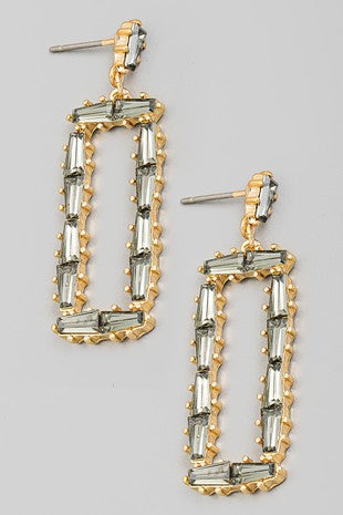 Rhinestone Rectangle Cutout Drop Earrings