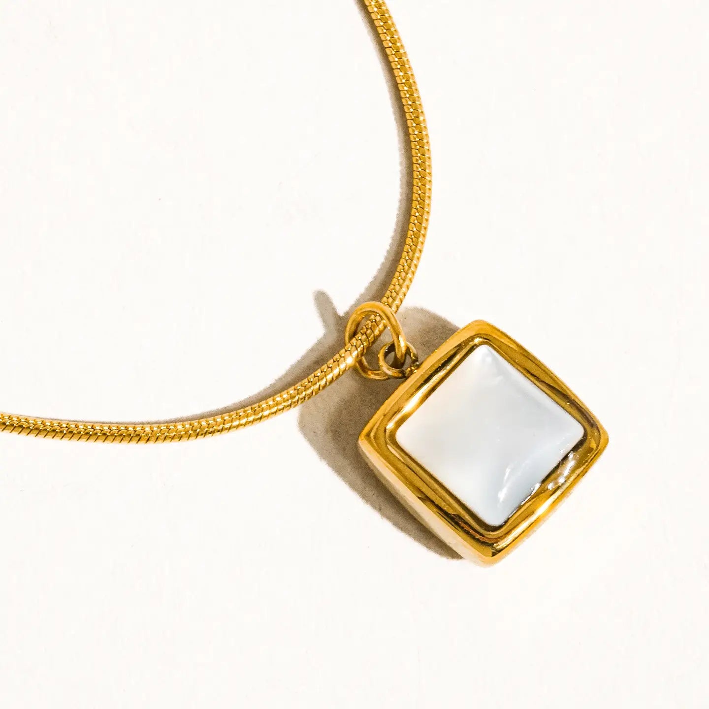 Berenice 18K Gold Non-Tarnish Square Shell Necklace
