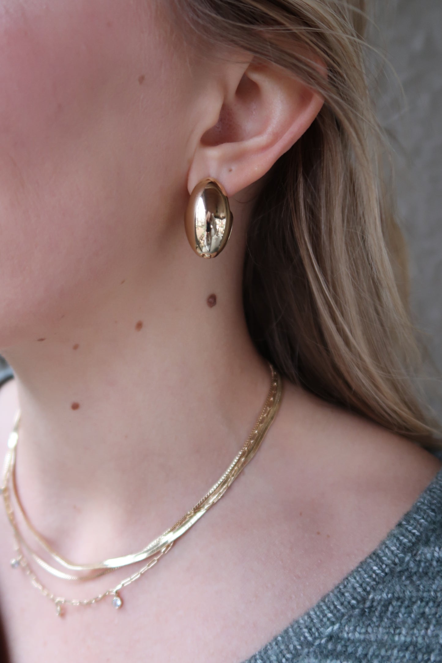 Gold Oval Latch Hoop Earrings