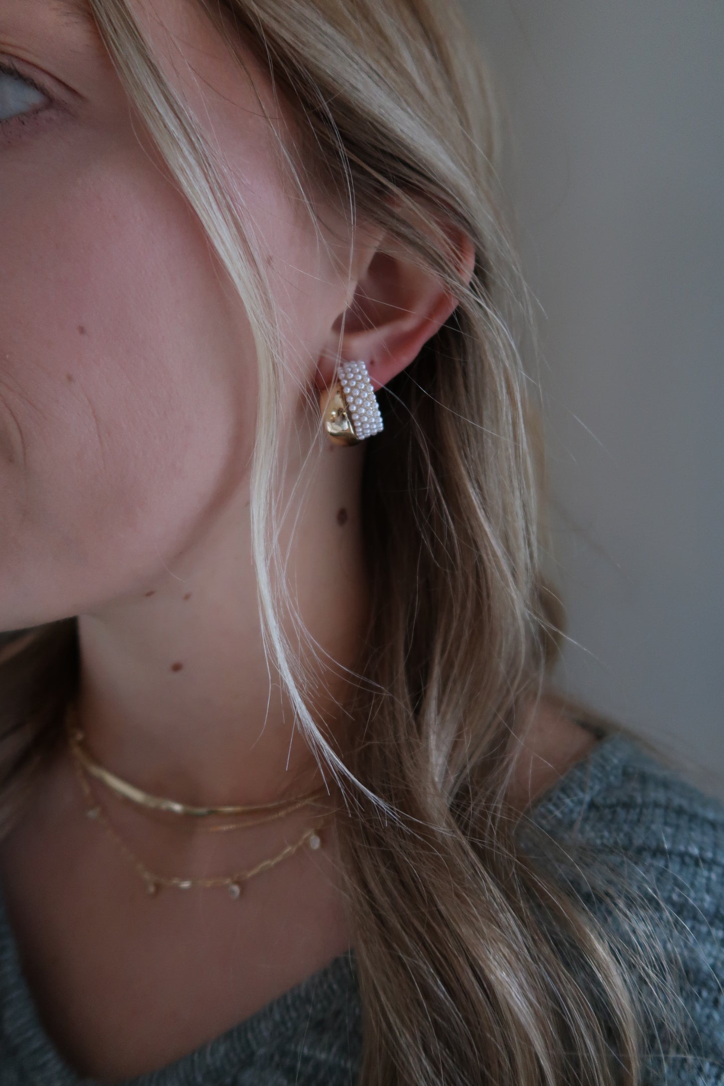 Gold Pearl Studded Earrings