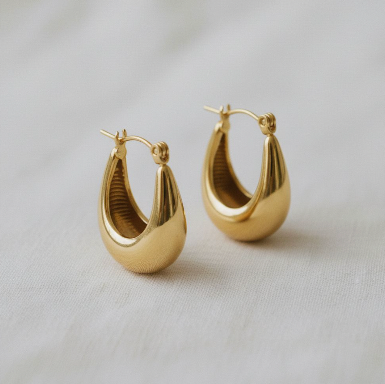 Gold Plated U-Shaped Hoop Earrings