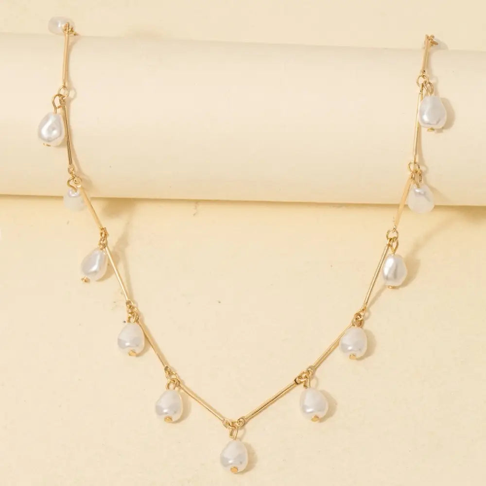 Dainty Bar and Acrlyic Station Charms Necklace