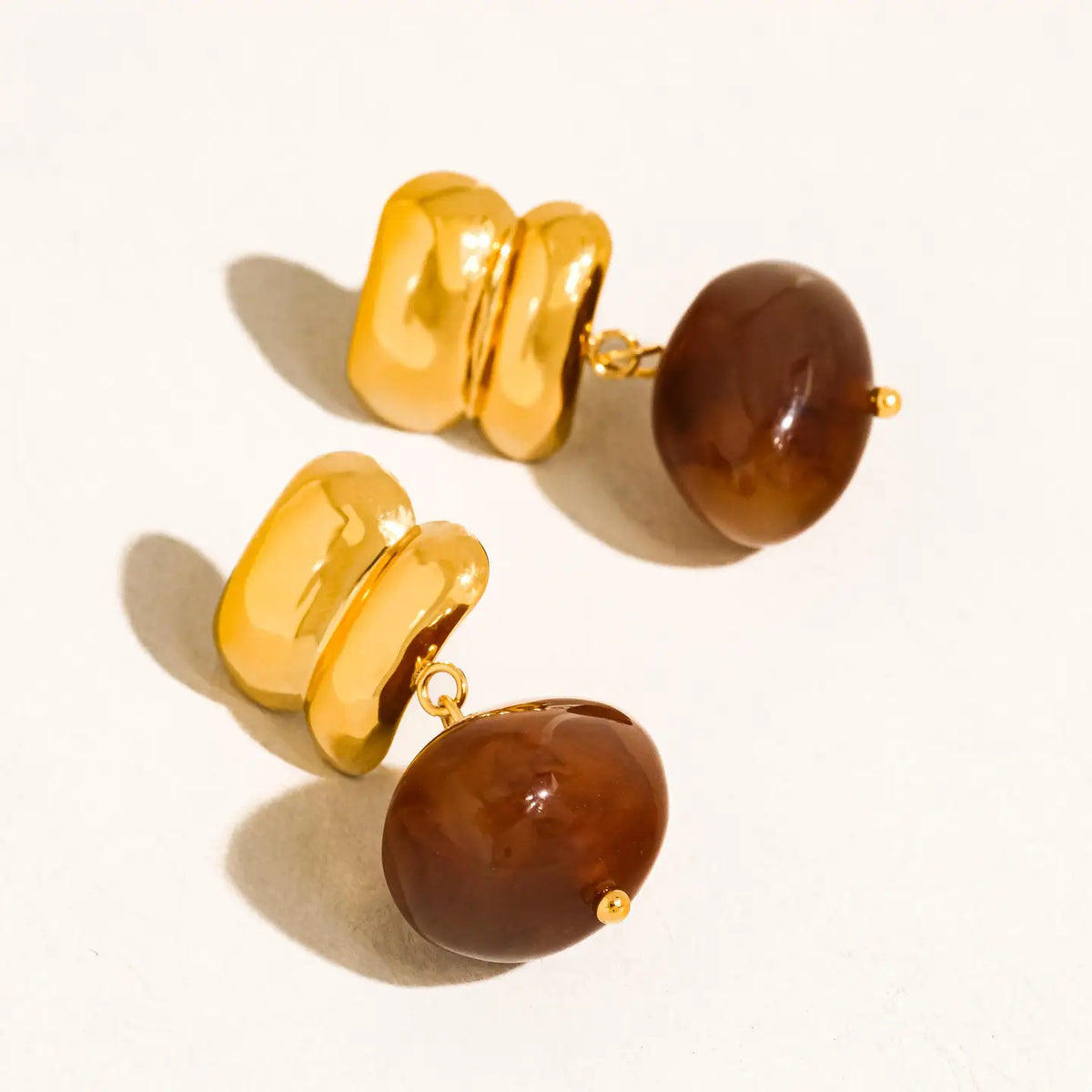 Annina 18K Gold Non-Tarnish Agate Drop Earrings