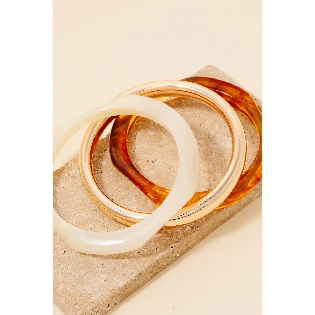 Metallic and Acetate Bangle Bracelet Set