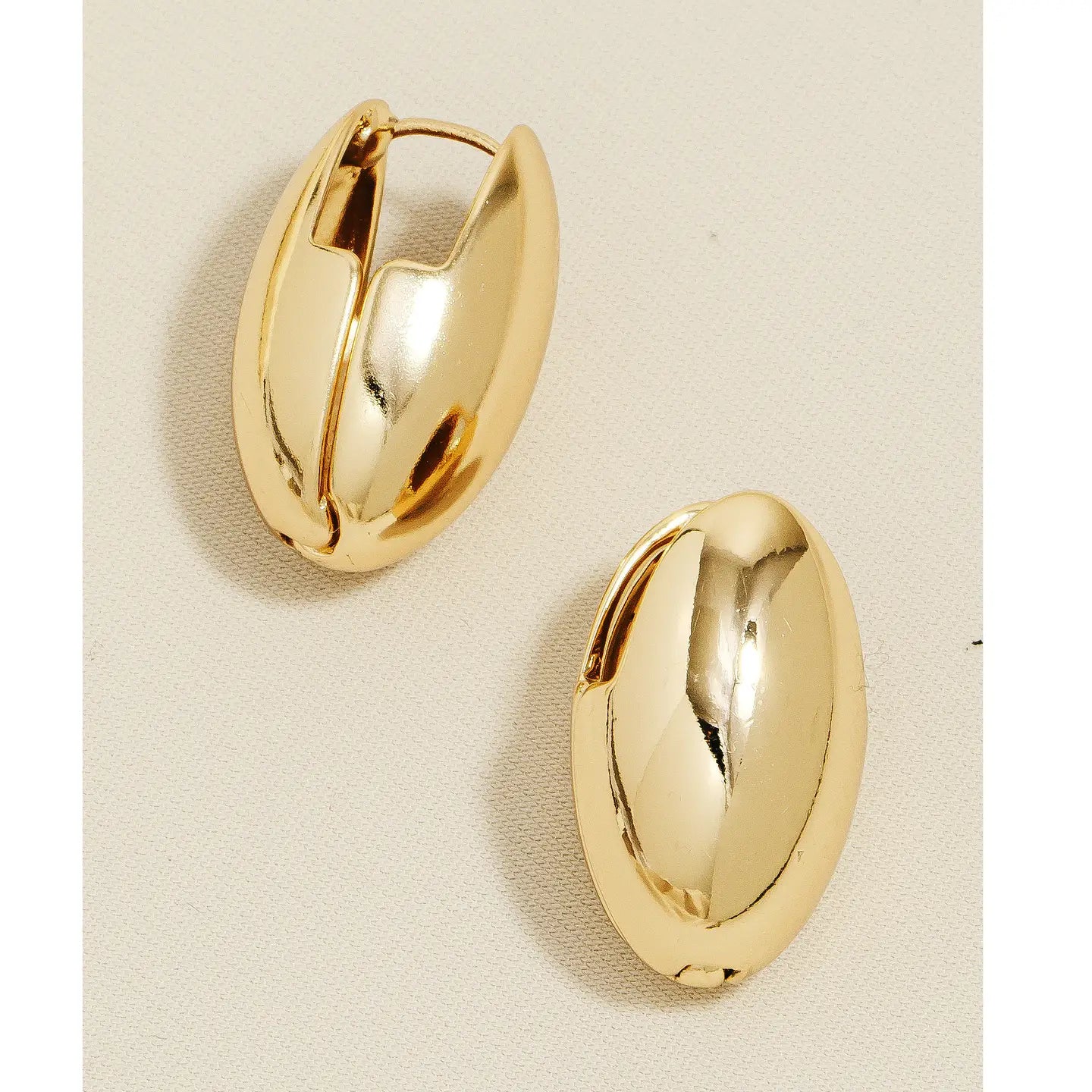 Gold Oval Latch Hoop Earrings