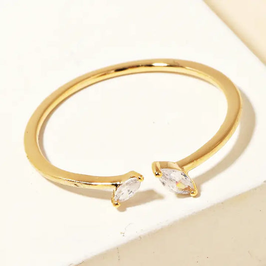 Gold Dipped Rhinestone Stud Open Ring