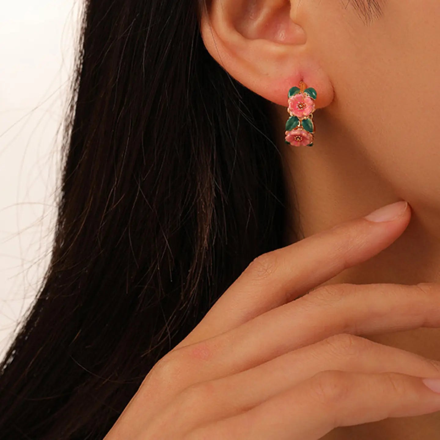 Jocelyn 18K Gold-Plated Floral C-Hoop Earring