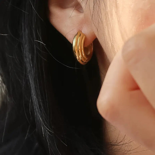 Juliette 18K Gold Non-Tarnish Chunky Hoop Earrings