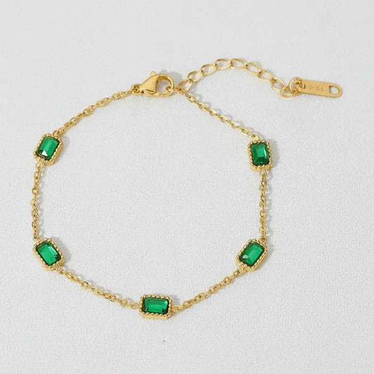 Stylish Geometric Bracelet with Vibrant Green Accents