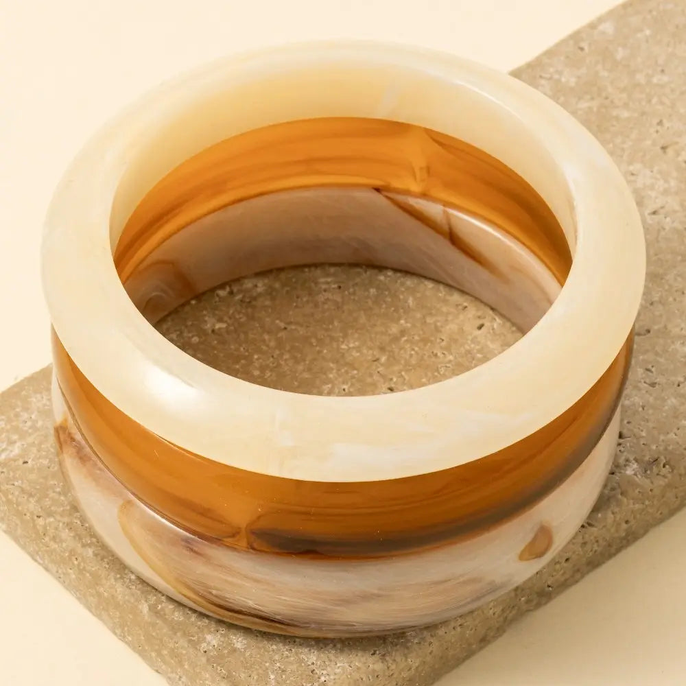 Marble Resin Bangle Bracelet 3 Piece Set