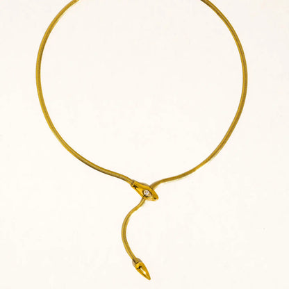 Gildora 18K Gold Non-Tarnish Serpent Y Lariat Necklace