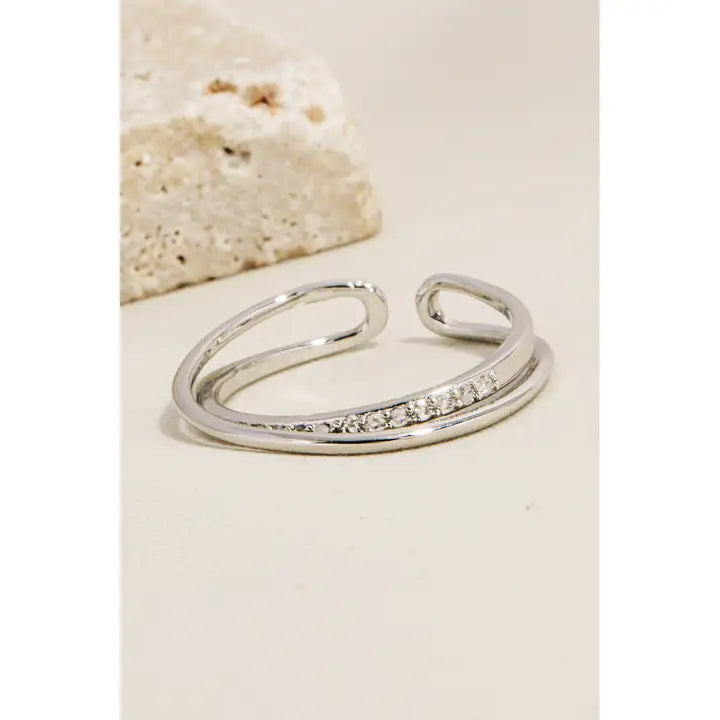 Layered Pave Open Band Ring