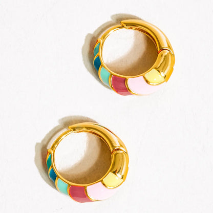 Paloma 18K Gold Colorful Striped Hoop Earring