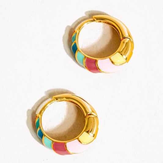 Paloma 18K Gold Colorful Striped Hoop Earring