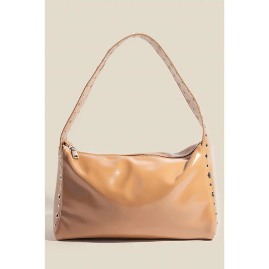 Wide Boxy Grommet Hand Bag