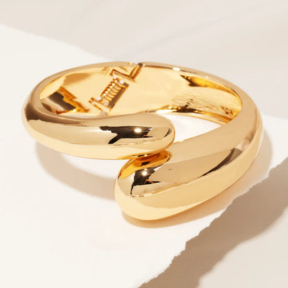 Gold Hinged Tear Cuff Bracelet