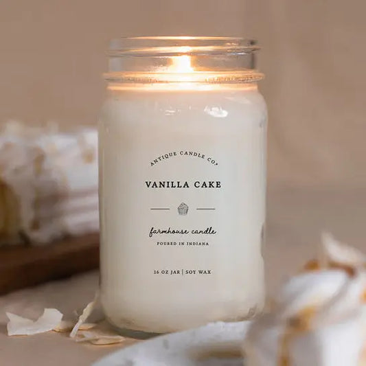 Vanilla Cake - Soy Wax Mason Jar Candle (16oz)