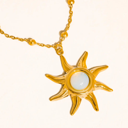 Astoria 18K Gold Non-Tarnish Sun Pendant Chain Necklace