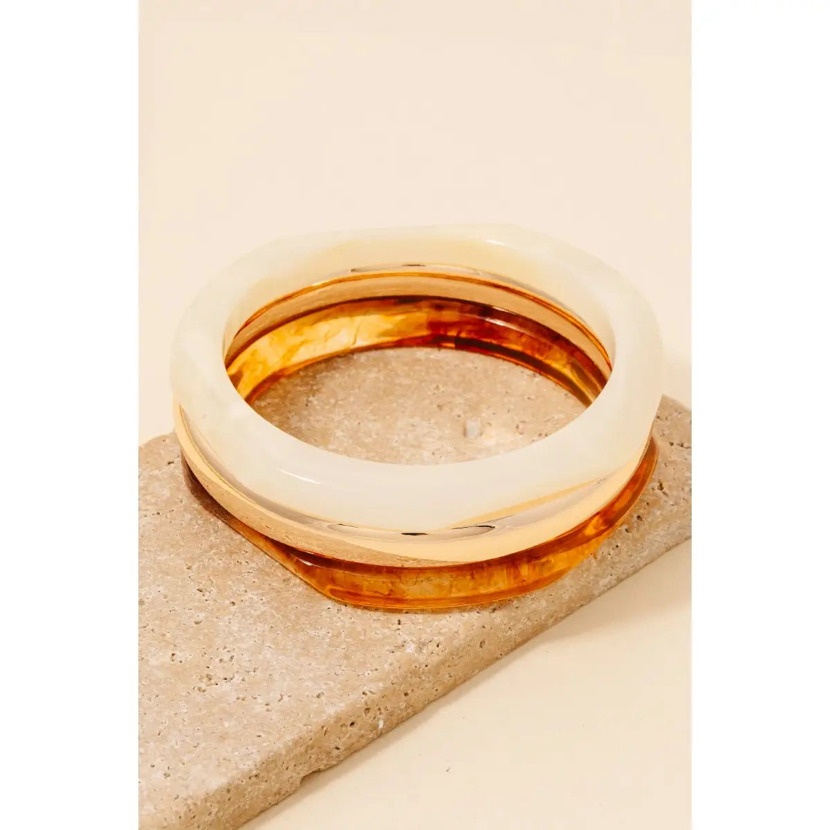 Metallic and Acetate Bangle Bracelet Set