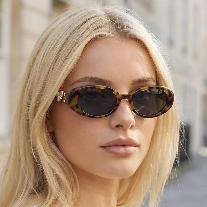 Tortoise Frame Oval Sunglasses Set