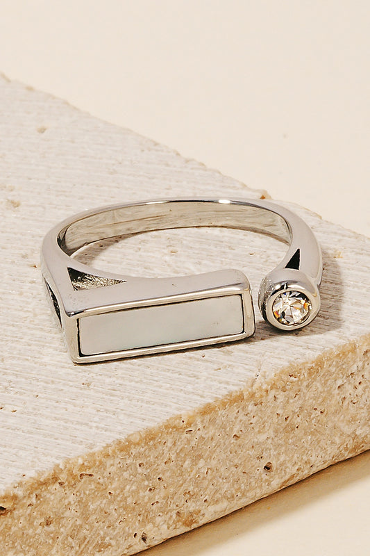 Shell Inlay and Stud Open Band Ring