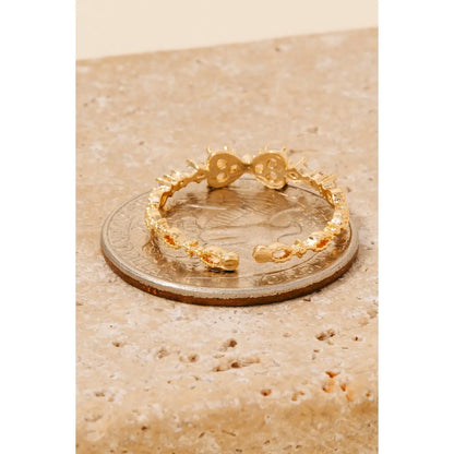 Gold Dipped Cz and Opal Studs Open Band Ring