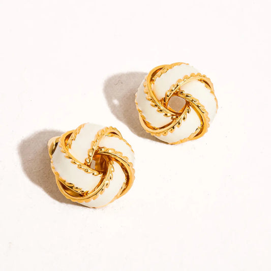 Aria 18K Gold Basket Weaved Ball Studs