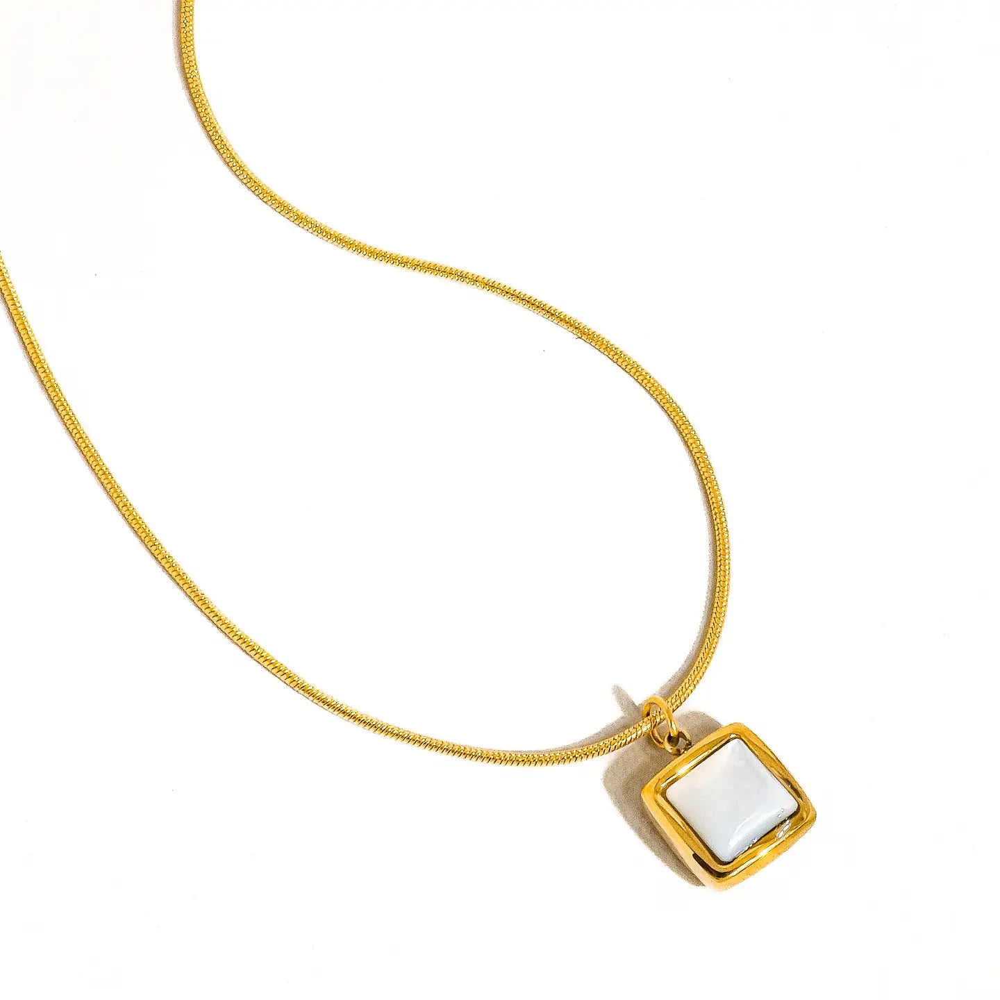 Berenice 18K Gold Non-Tarnish Square Shell Necklace