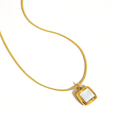 Berenice 18K Gold Non-Tarnish Square Shell Necklace
