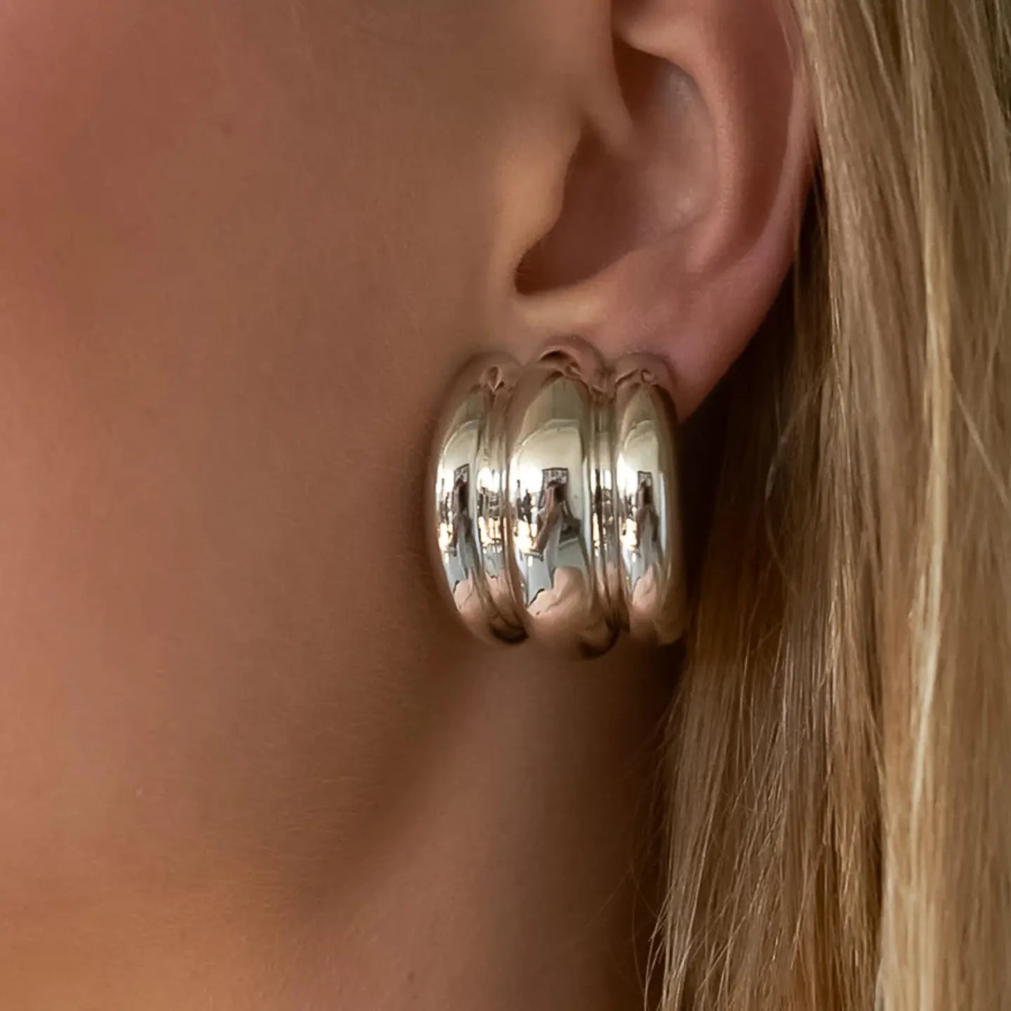 Colton Silver Non-Tarnish Layered Spiral Earring