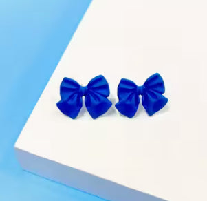 Blue Bowknot Studs