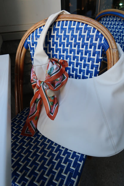 Panel Stitch Crescent Leather Shoulder Bag