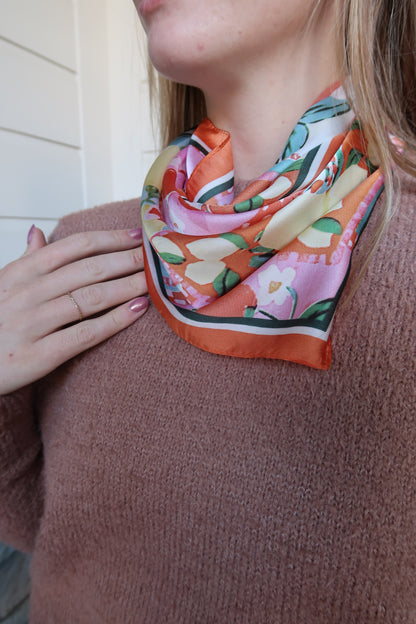 Tropical Fruit Print Bandana Scarf