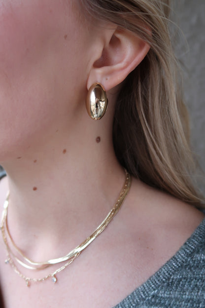 Gold Oval Latch Hoop Earrings