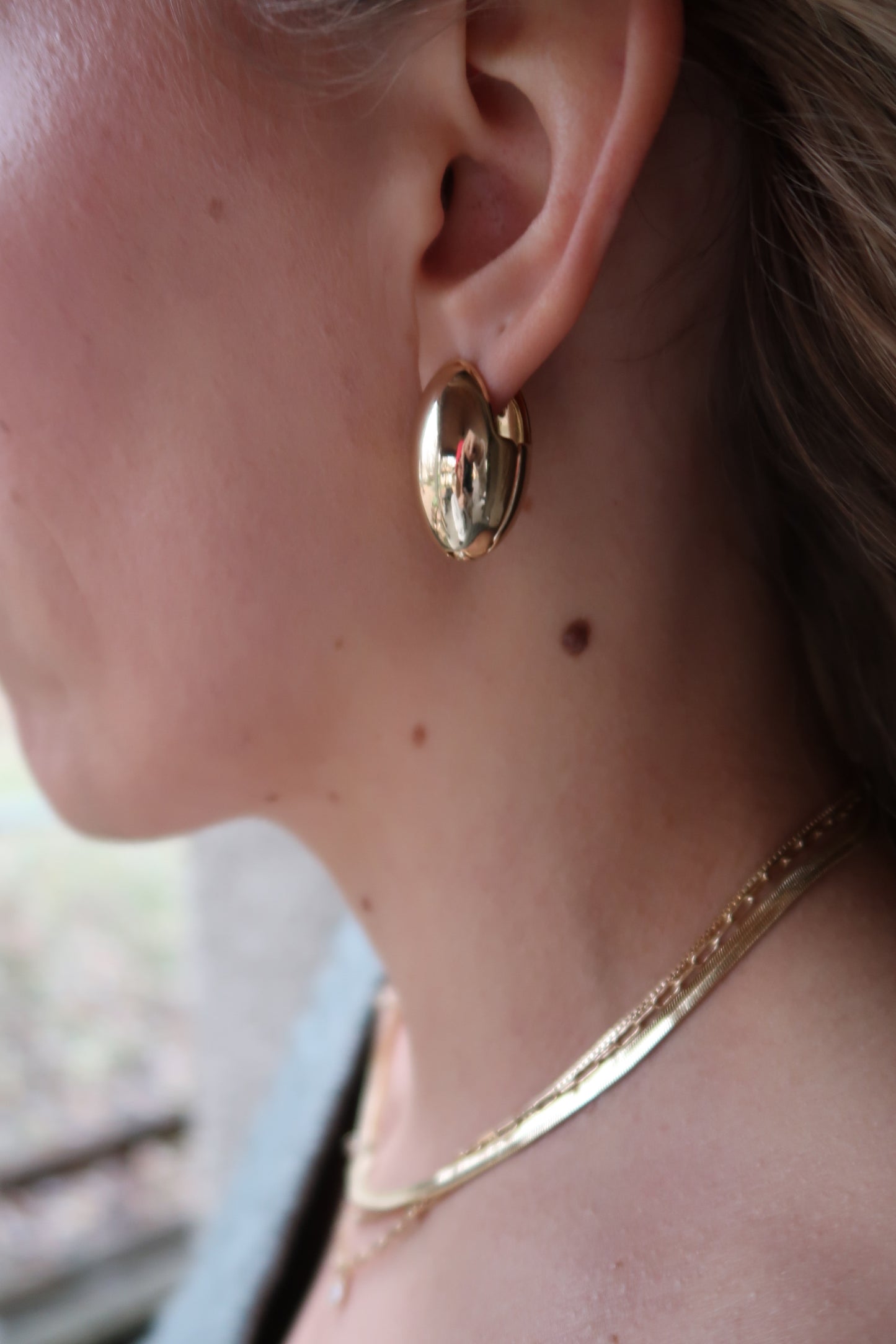 Gold Oval Latch Hoop Earrings