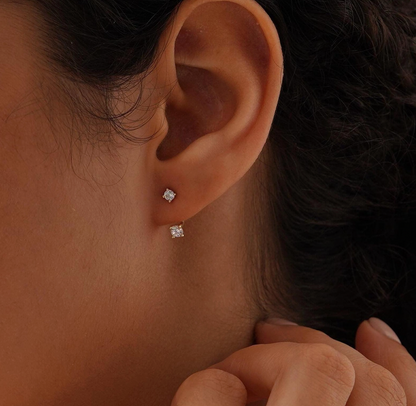 Chic Sterling Silver Front-Back Cz Diamond Earrings