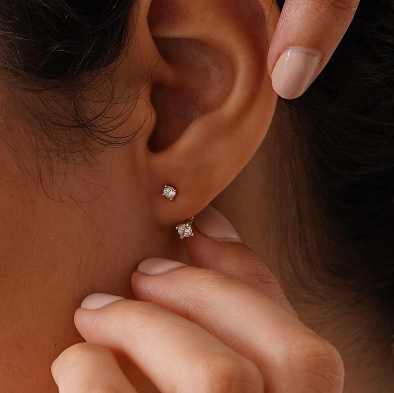 Chic Sterling Silver Front-Back Cz Diamond Earrings