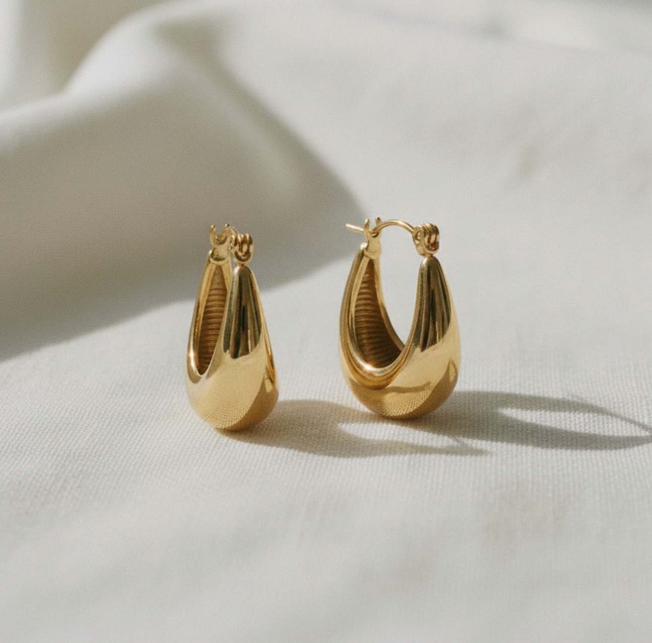 Gold Plated U-Shaped Hoop Earrings