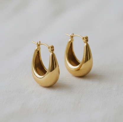 Gold Plated U-Shaped Hoop Earrings