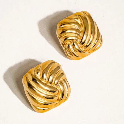 Margot 18K Gold Non-Tarnish Wavy Square Studs