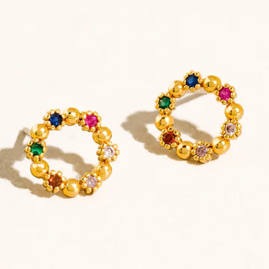 Manette 18K Gold Vintage Colorful Cz Earrings