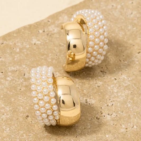 Gold Pearl Studded Earrings