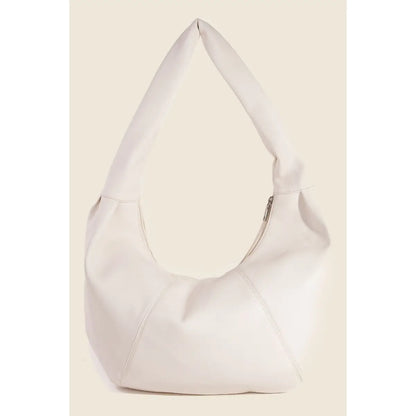 Panel Stitch Crescent Leather Shoulder Bag