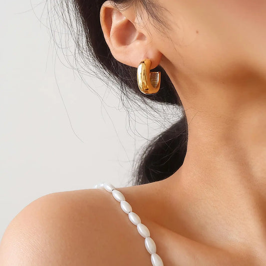 Demi 18K Gold Non-Tarnish Classic C Hoop Earring