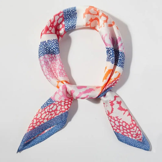 Striped Animal Print Square Bandana Scarf