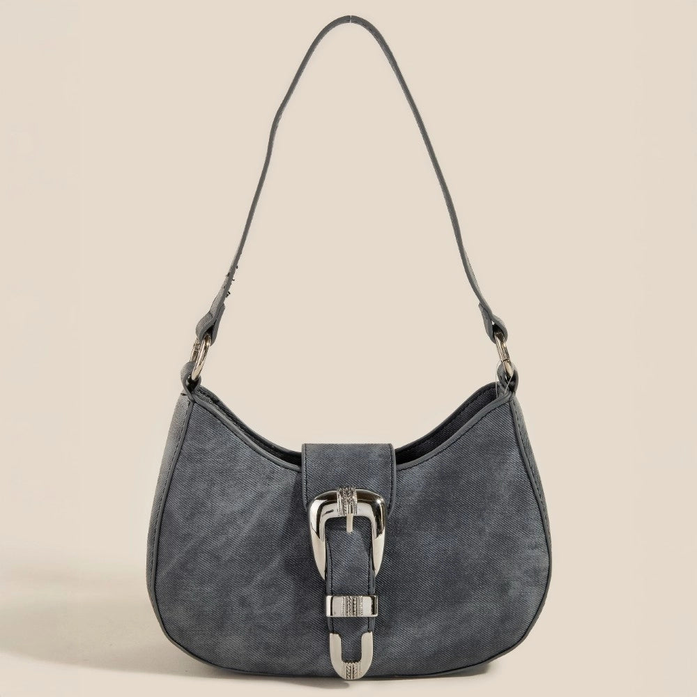 Buckle Detail Hobo Shoulder Bag