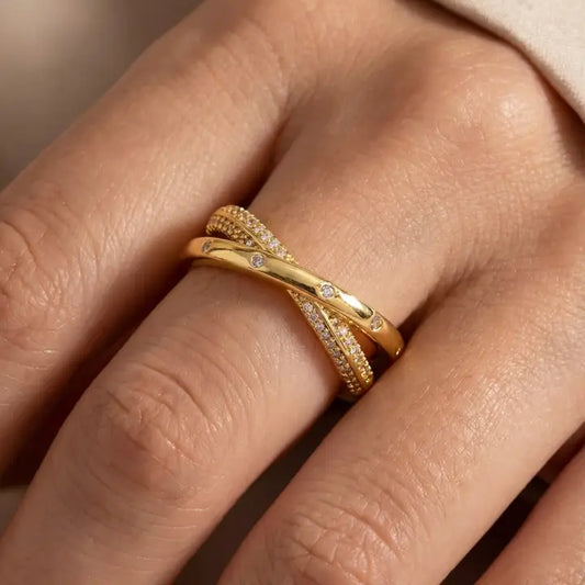 Cz Pave Two Row Ring