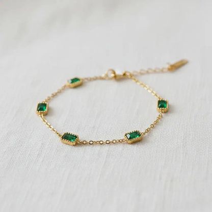 Stylish Geometric Bracelet with Vibrant Green Accents