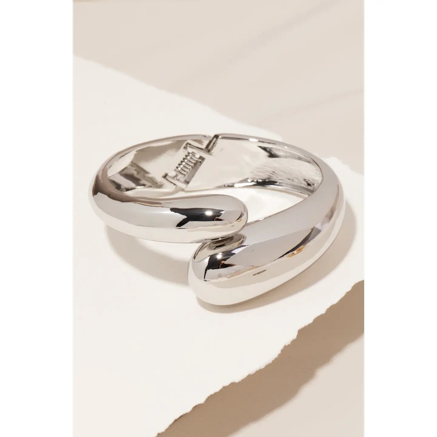 Silver Hinged Tear Cuff Bracelet