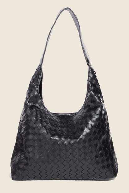 Black Woven Leather Tote Bag